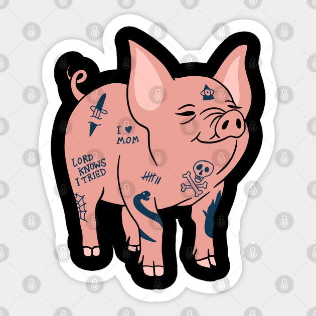 Tattooed Pig Sticker by isstgeschichte